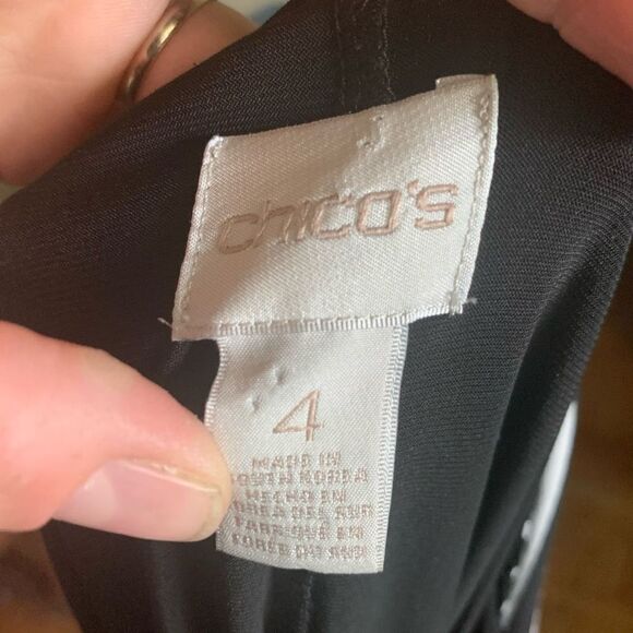 Chico’s black & white striped layered wide neck 3/L flowy blouse - Picture 3 of 3